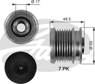 Gates OAP7086 - Koło pasowe, alternator parts5.com