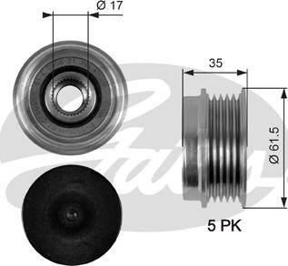 Gates OAP7033 - Szíjtárcsa, generátor parts5.com