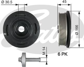 Gates TVD1041A - Belt Pulley, crankshaft parts5.com