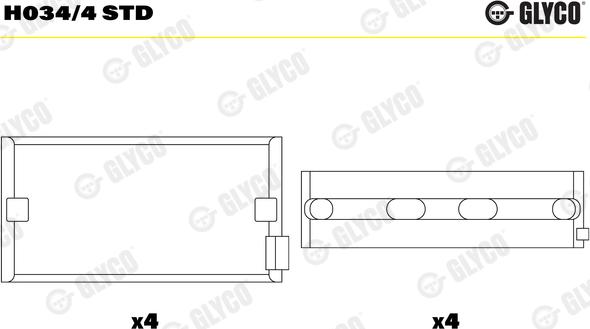 Glyco H034/4 STD - Ležaj radilice parts5.com