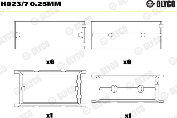 Glyco H023/7 0.25mm - Lożisko kľukového hriadeľa parts5.com