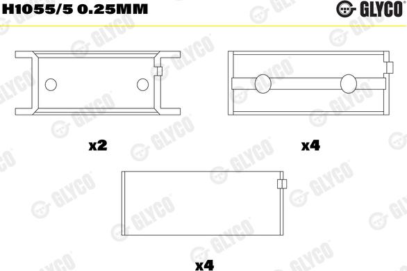 Glyco H1055/5 0.25mm - Main Bearings, crankshaft parts5.com