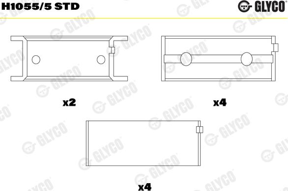 Glyco H1055/5 STD - Main Bearings, crankshaft parts5.com