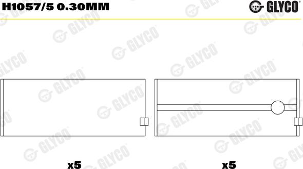 Glyco H1057/5 0.30mm - Κουζινέτα στροφαλοφόρου άξονα parts5.com