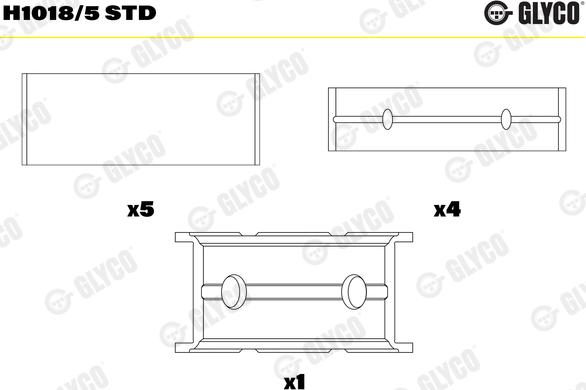 Glyco H1018/5 STD - Main Bearings, crankshaft parts5.com