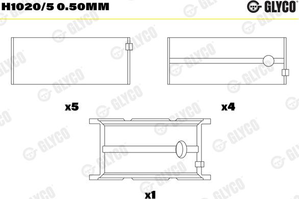 Glyco H1020/5 0.50mm - Tuleja łożyska wału korbowego parts5.com