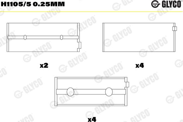 Glyco H1105/5 0.25mm - Tuleja łożyska wału korbowego parts5.com