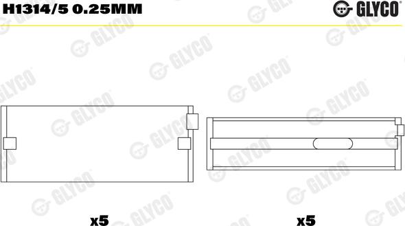 Glyco H1314/5 0.25MM - Cojinete de cigüeñal parts5.com