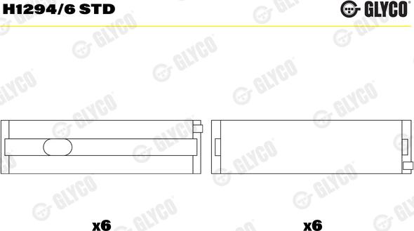 Glyco H1294/6 STD - Main Bearings, crankshaft parts5.com