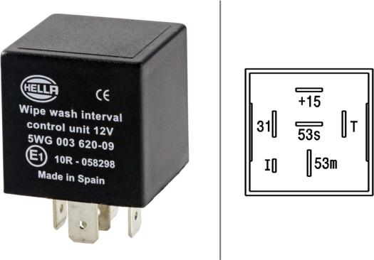 HELLA 5WG 003 620-097 - Relé, intervalo del limpiaparabrisas parts5.com