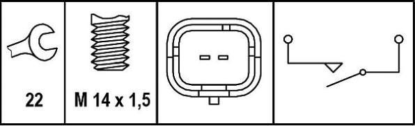 HELLA 6ZF 008 621-331 - Διακόπτης, φώτα όπισθεν parts5.com