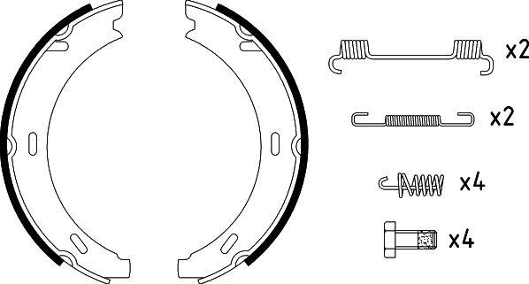 HELLA 8DA 355 050-301 - Комплект спирачна челюст, ръчна спирачка parts5.com