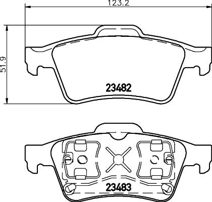 HELLA 8DB 355 009-121 - Sada brzdových destiček, kotoučová brzda parts5.com