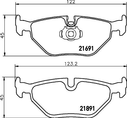 HELLA 8DB 355 007-981 - Juego de pastillas de freno parts5.com