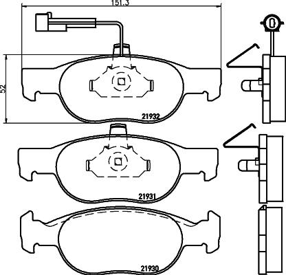 HELLA 8DB 355 007-921 - Sada brzdových destiček, kotoučová brzda parts5.com