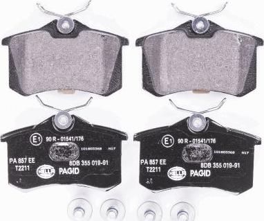 HELLA 8DB 355 019-911 - Kit de plaquettes de frein, frein à disque parts5.com