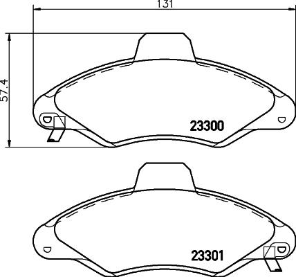 HELLA 8DB 355 019-291 - Sada brzdových platničiek kotúčovej brzdy parts5.com