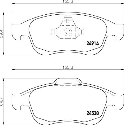 HELLA 8DB 355 014-791 - Juego de pastillas de freno parts5.com