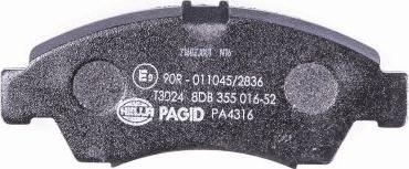 HELLA 8DB 355 016-521 - Sada brzdových destiček, kotoučová brzda parts5.com