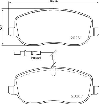 HELLA 8DB 355 010-501 - Komplet pločica, disk-kočnica parts5.com