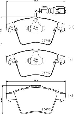 HELLA 8DB 355 011-171 - Juego de pastillas de freno parts5.com