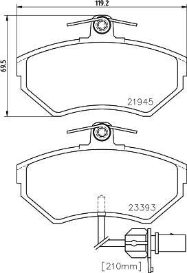 HELLA 8DB 355 018-451 - Set placute frana,frana disc parts5.com