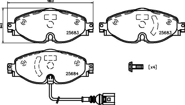 HELLA 8DB 355 020-191 - Set placute frana,frana disc parts5.com