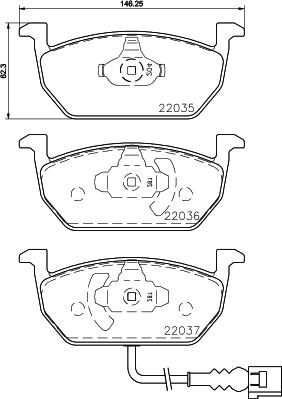 HELLA 8DB 355 021-951 - Тормозные колодки, дисковые, комплект parts5.com