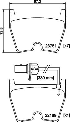 HELLA 8DB 355 023-081 - Set placute frana,frana disc parts5.com