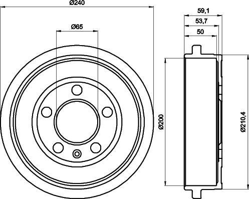 HELLA 8DT 355 300-371 - Tambur frana parts5.com