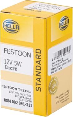 HELLA 8GM 002 091-311 - Ampoule, feu éclaireur de plaque parts5.com