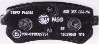 HELLA PAGID 8DB 355 006-961 - Komplet zavornih oblog, ploscne (kolutne) zavore parts5.com