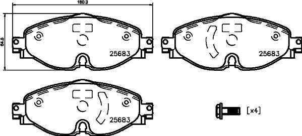 HELLA PAGID 8DB 355 023-171 - Sada brzdových destiček, kotoučová brzda parts5.com