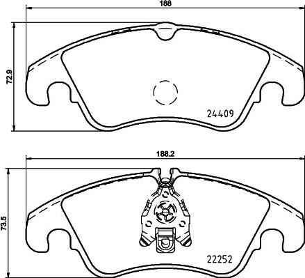 HELLA PAGID 8DB 355 023-221 - Komplet zavornih oblog, ploscne (kolutne) zavore parts5.com