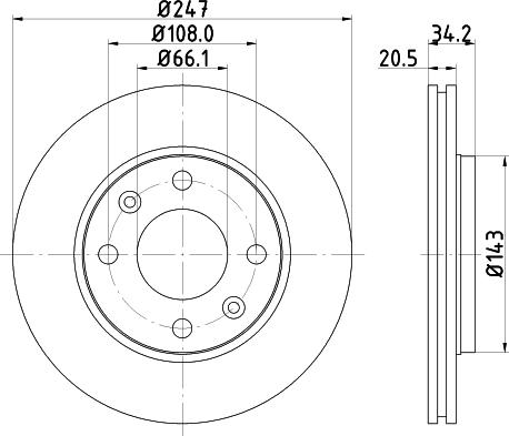 HELLA PAGID 8DD 355 101-801 - Disc frana parts5.com