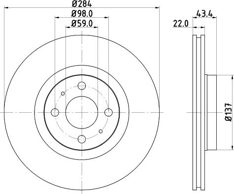 HELLA PAGID 8DD 355 102-391 - Disc frana parts5.com