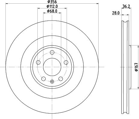 HELLA PAGID 8DD 355 134-851 - Disc frana parts5.com