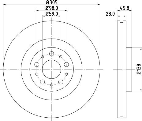 HELLA PAGID 8DD 355 129-351 - Disc frana parts5.com