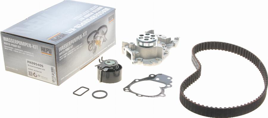 Hepu PK09540S - Водяной насос + комплект зубчатого ремня parts5.com