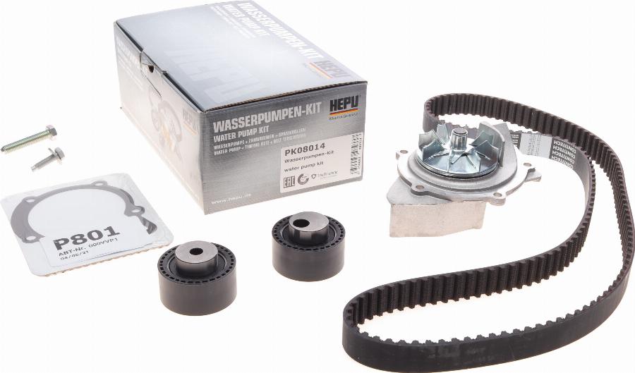 Hepu PK08014 - Vízpumpa + fogasszíj készlet parts5.com