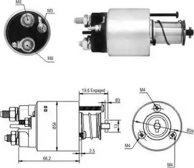 Hoffer 6646054 - Solenoid, electromotor parts5.com