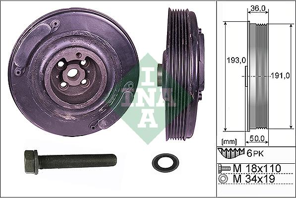 INA 544 0002 20 - Fulie curea, arbore cotit parts5.com