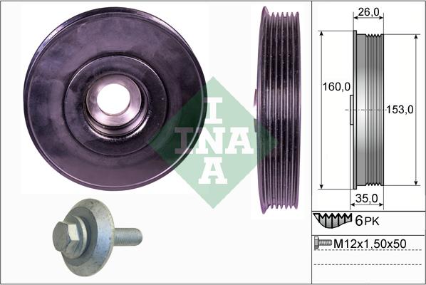 INA 544 0079 20 - Τροχαλία ιμάντα, στροφαλοφόρος άξονας parts5.com