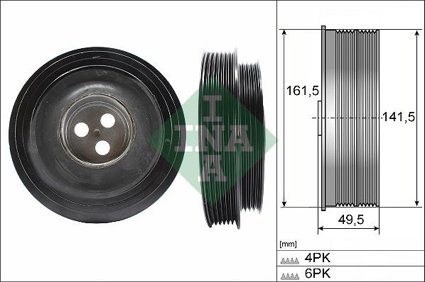 INA 544 0166 10 - Fulie curea, arbore cotit parts5.com