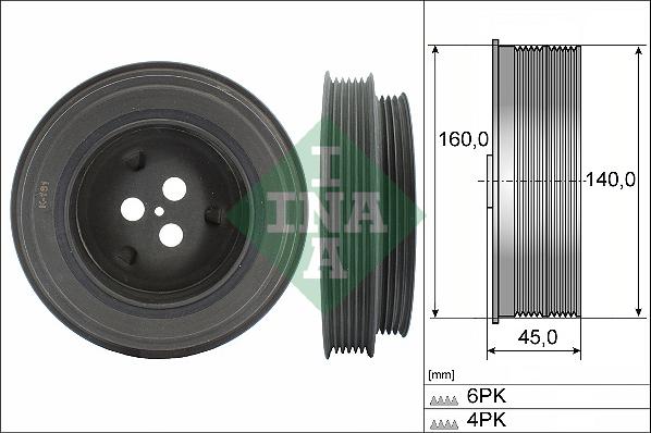 INA 544 0131 10 - Fulie curea, arbore cotit parts5.com