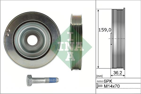 INA 544 0173 20 - Hihnapyörä, kampiakseli parts5.com