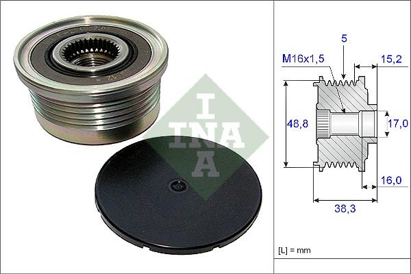 INA 535 0048 10 - Pulley, alternator, freewheel clutch parts5.com