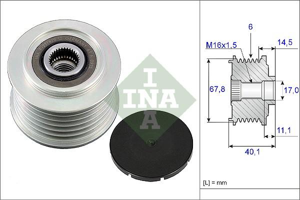 INA 535 0052 10 - Pulley, alternator, freewheel clutch parts5.com