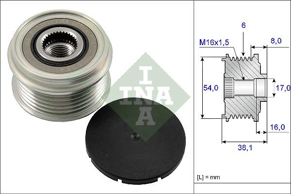 INA 535 0063 10 - Pulley, alternator, freewheel clutch parts5.com