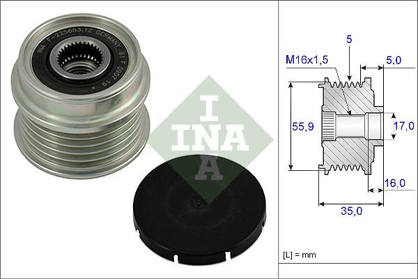 INA 535 0004 10 - Szíjtárcsa, generátor parts5.com